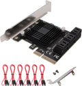 6 Ports PCIe x4 to SATA 3.0 6Gbps Expansion Controller Adapter Card with 6 SATA Cables and Low Profile Bracket, Pack of 2 J5903