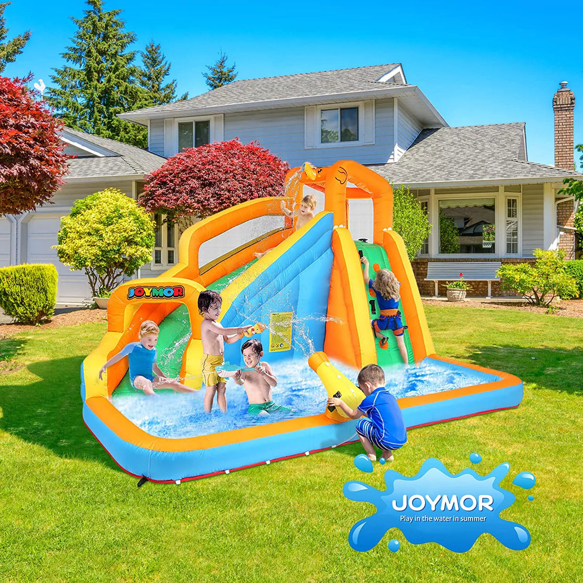 Inflatable Water Slide Bounce House with Splash Pool S99054