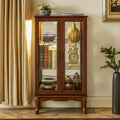 3 Shelf Lighted Curio Cabinet with Adjustable Shelves and Mirrored Back Panel Q81326