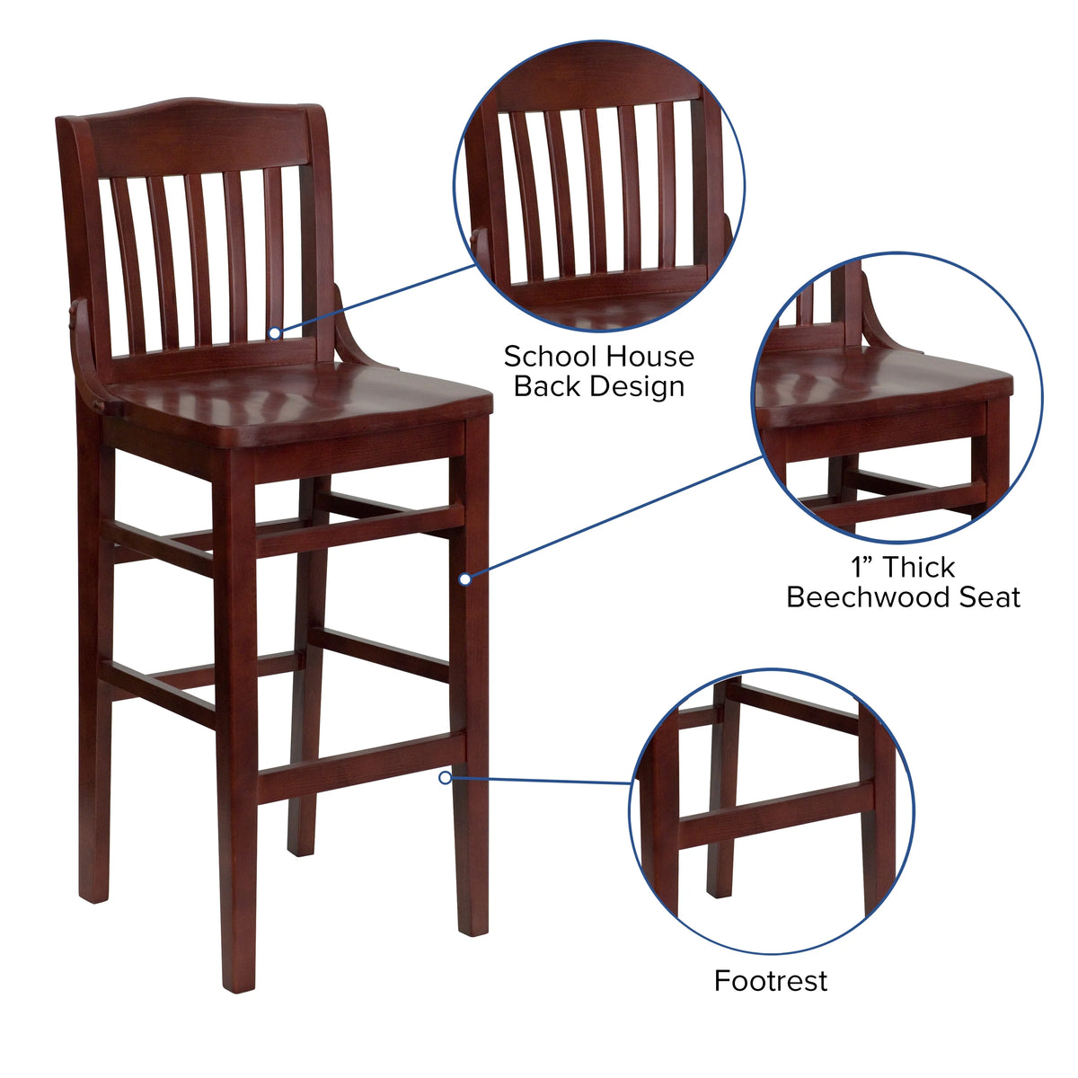 Mahogany Wood Barstool R45619