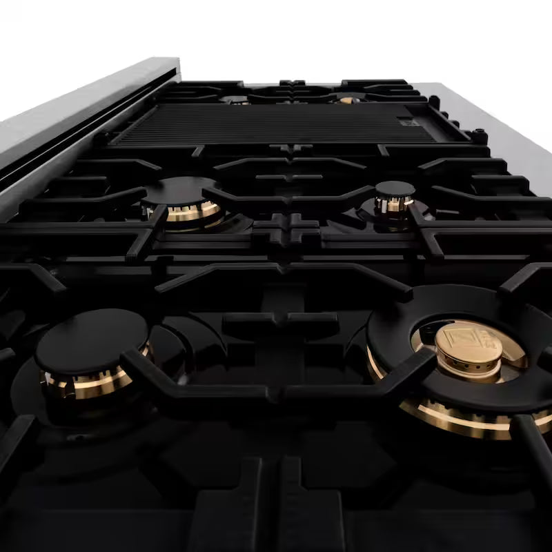 48 in. 7 Burner Dual Fuel Range in Stainless, White Matte and Polished Gold I822656