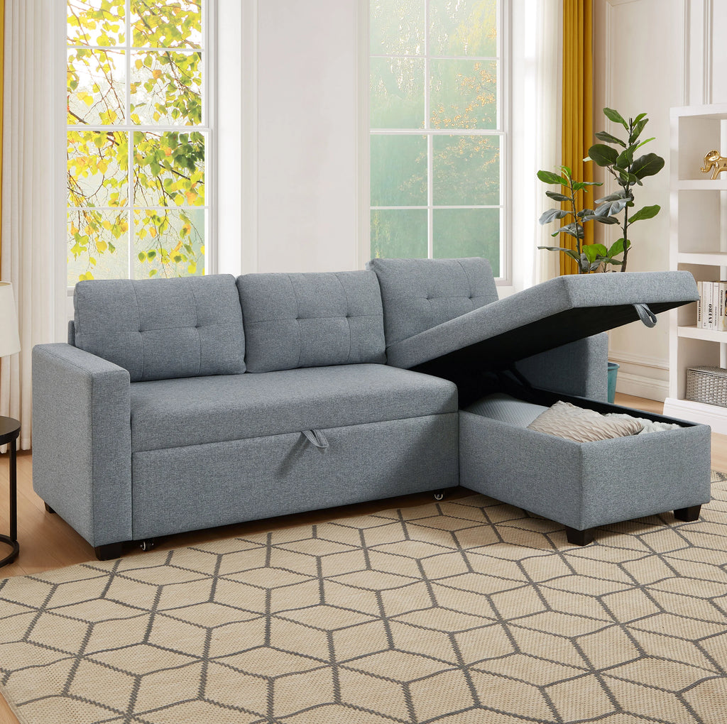 Linen Brown Convertible Sectional Sofa Z680