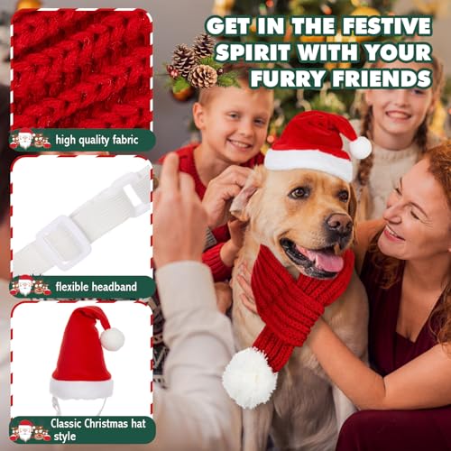 4 Pcs Dog Christmas Antlers Headband Scarf Set Q6982