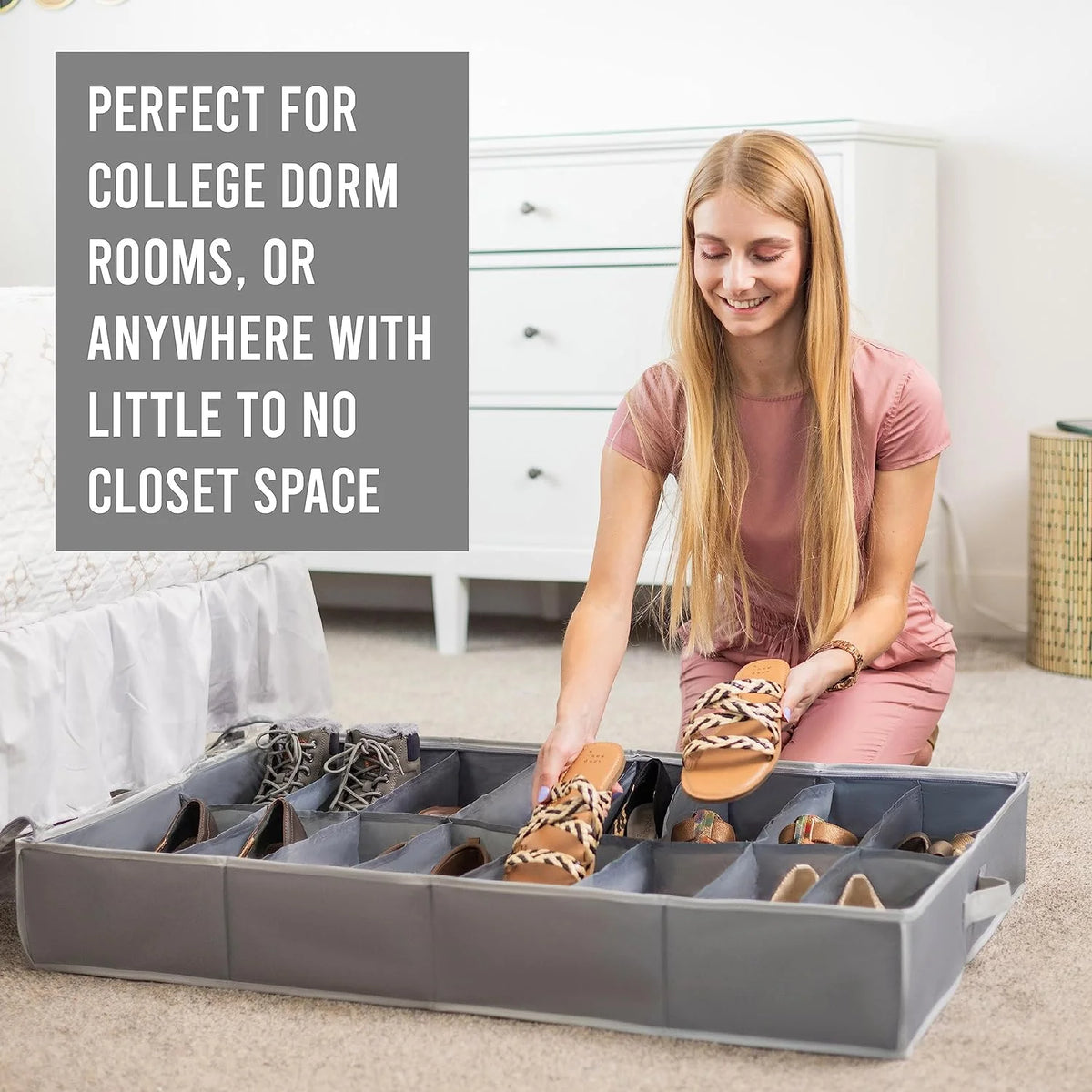 Extra Large Underbed Shoe Storage Organizer, Set of 2 Gray C583