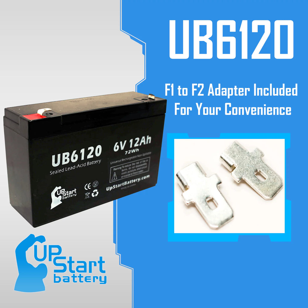 6V 12Ah Sealed Lead Acid Battery with F1 to F2 Terminal Adapters H5300