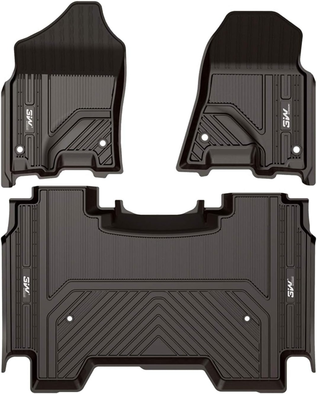 Black TPE All Weather Custom Fit Floor Mats for Dodge Ram 1500 2019-2021 First and Second Row Full Set J1331