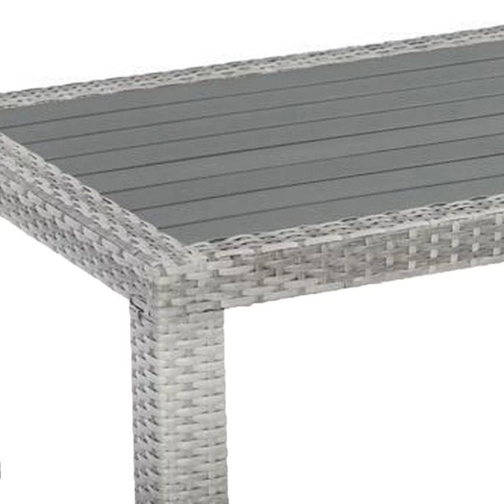 46 Inch Gray Faux Wood Woven Resin Wicker Outdoor Coffee Table A839971