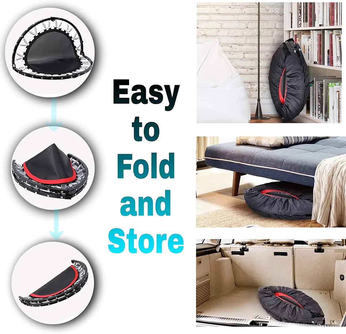 40 Foldable Mini Trampoline with Handrail J940213