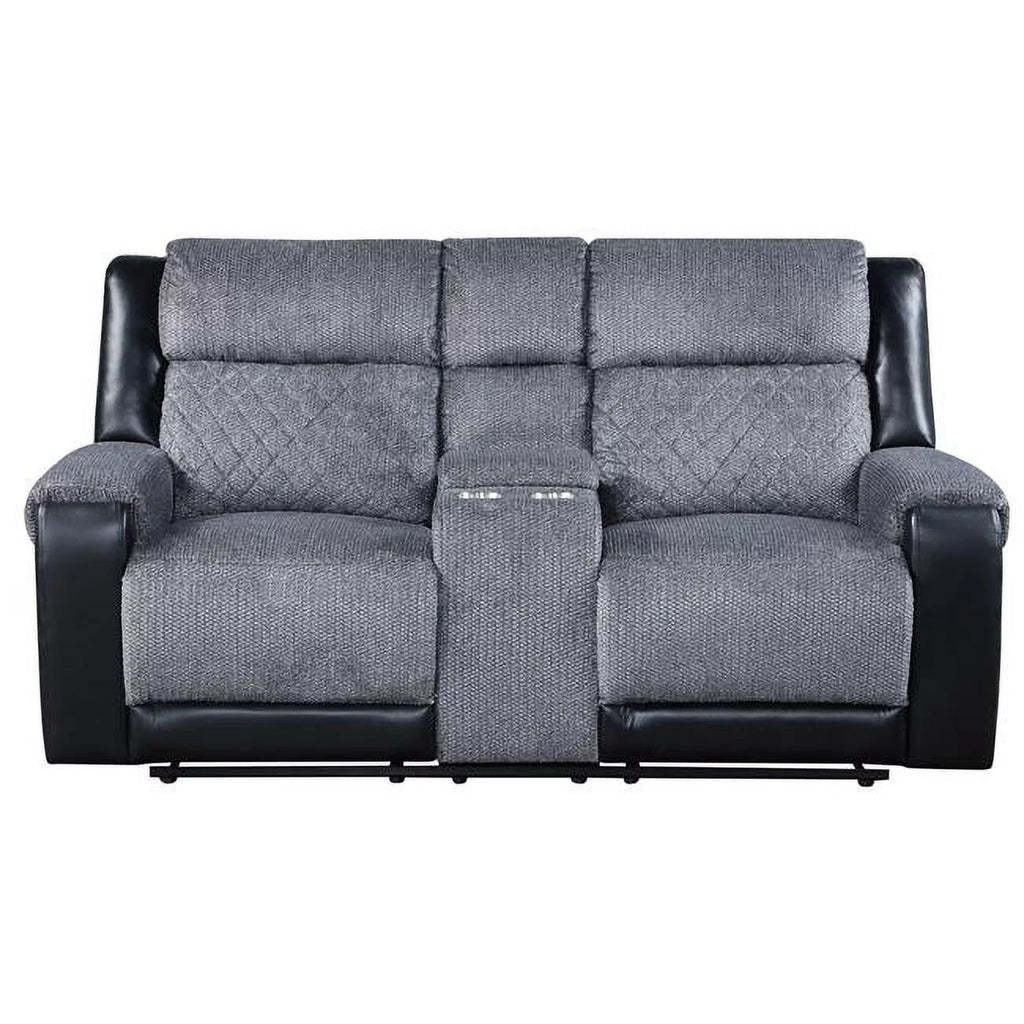 Gray Black Reclining Loveseat L5628