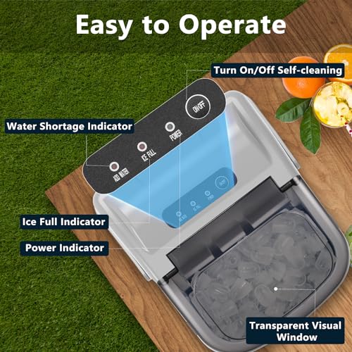 Countertop Portable Ice Maker with Self-Cleaning, 26.5lbs/24Hrs, 9 Bullet Ice Cubes Z924