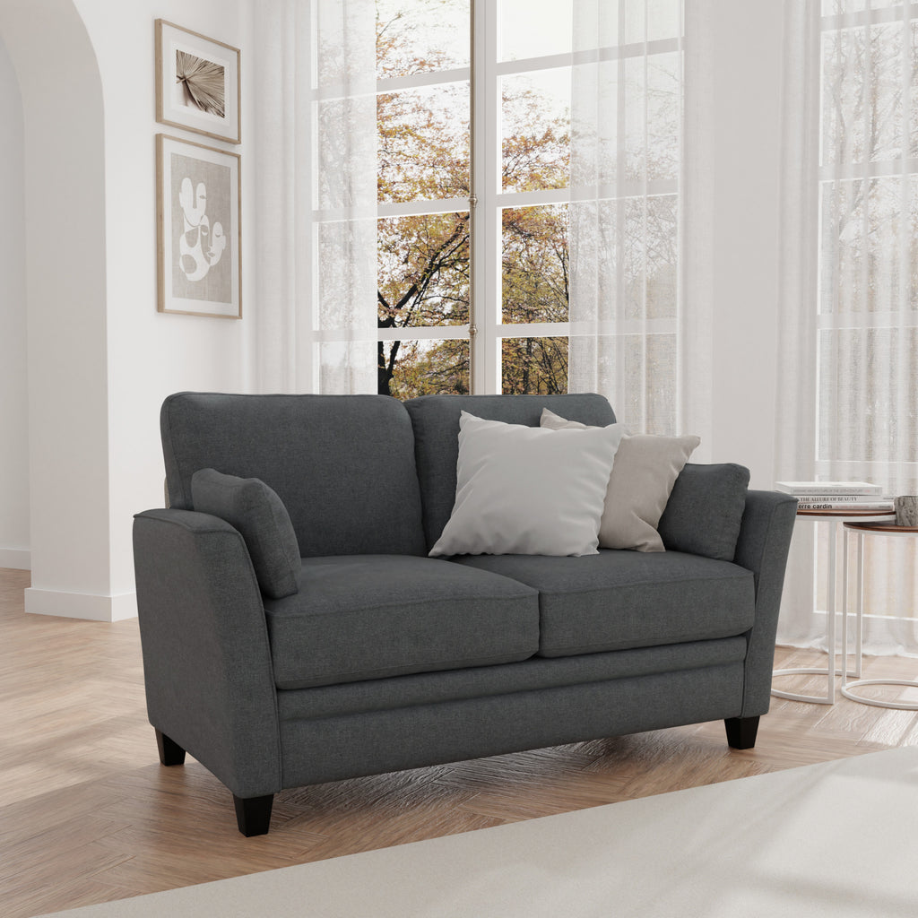 Gray Upholstered Loveseat with 2 Pillows N9305