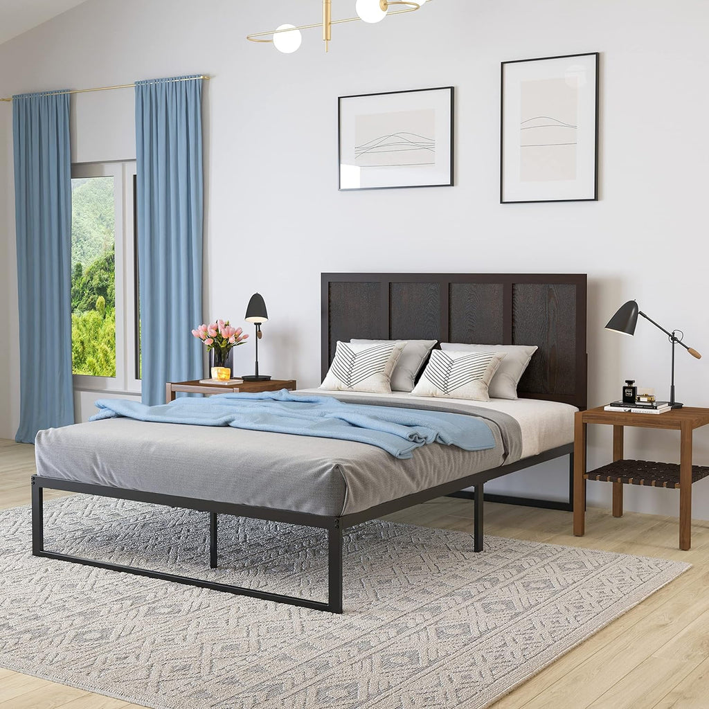 Queen Size Dark Brown Wooden Adjustable Headboard Q13284