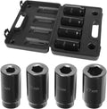 4pcs 1/2 Inch Drive Deep Impact Socket Set 17mm 21mm 22mm 27mm with Storage Case R740