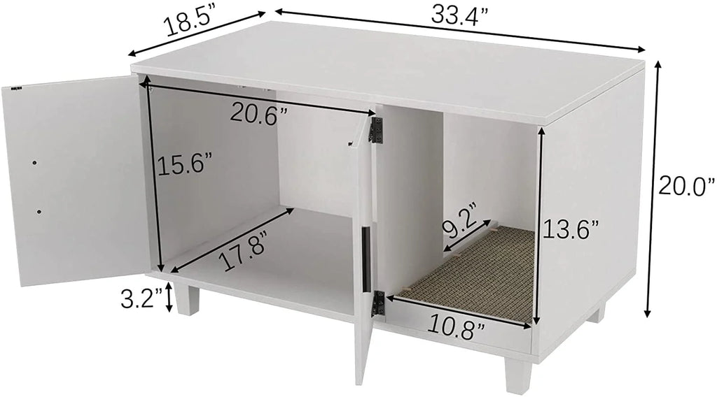 Cat Litter Box Enclosure Table Nightstand with Scratch Pad D792471