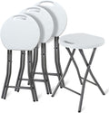 White 18 inch Set of 4 Folding Stool with Handle A1201
