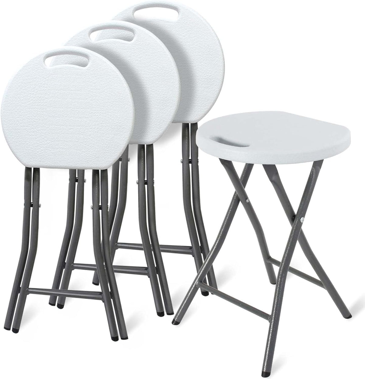 White 18 inch Set of 4 Folding Stool with Handle A1201