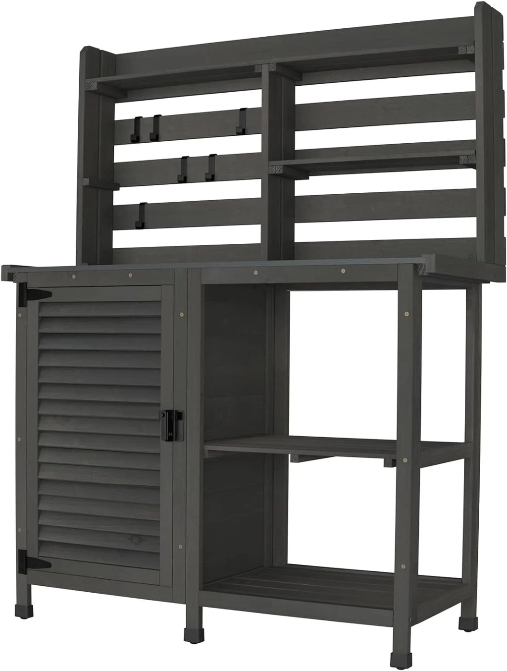 Large Dark Grey Potting Bench Table with Storage Cabinet Shelf F194261