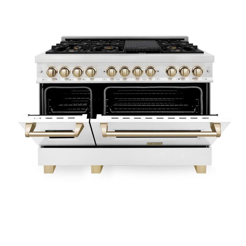 48 in. 7 Burner Dual Fuel Range in Stainless, White Matte and Polished Gold I822656
