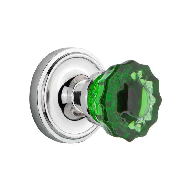 Crystal Emerald Glass Door Knob in Bright Chrome H320377