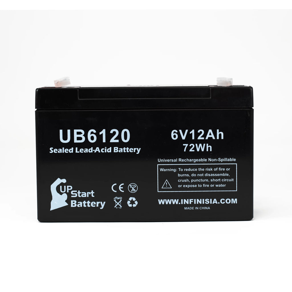 6V 12Ah Sealed Lead Acid Battery with F1 to F2 Terminal Adapters H5300