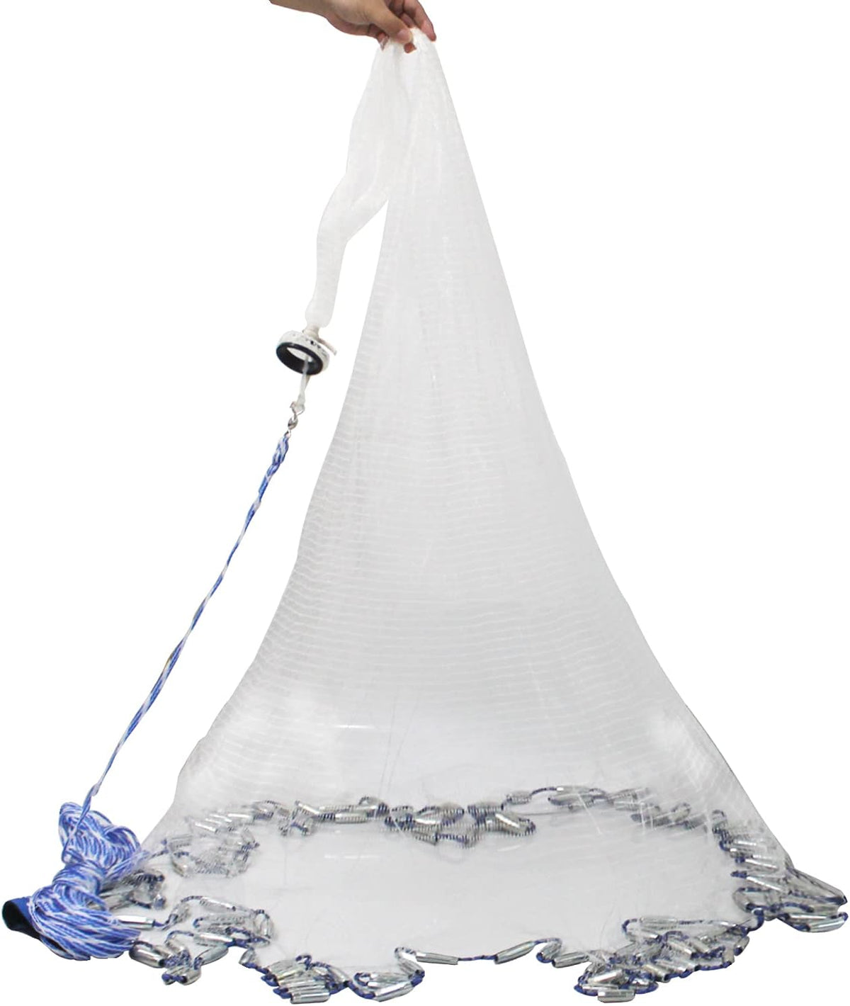American Saltwater Fishing Cast Nets, 4Ft 6Ft 8Ft 10Ft 12Ft Radius, Stainless Steel Round Weights, 3/8 in Mesh Size V87517
