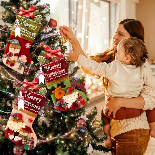 3 Pack Christmas Stockings with Santa Snowman Reindeer Design G78422