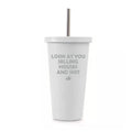 16 oz Stainless Steel Double Wall Insulated Tumbler Travel Mug With Straw Z32058