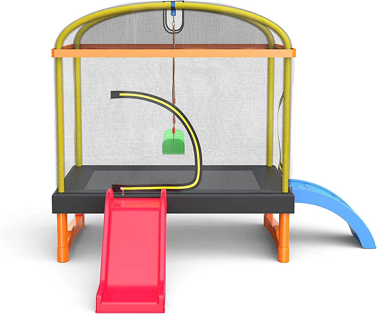 6.5ft 4-in-1 Mini Rectangular Trampoline with Safety Net Enclosure, Padding, Zipper Z992560