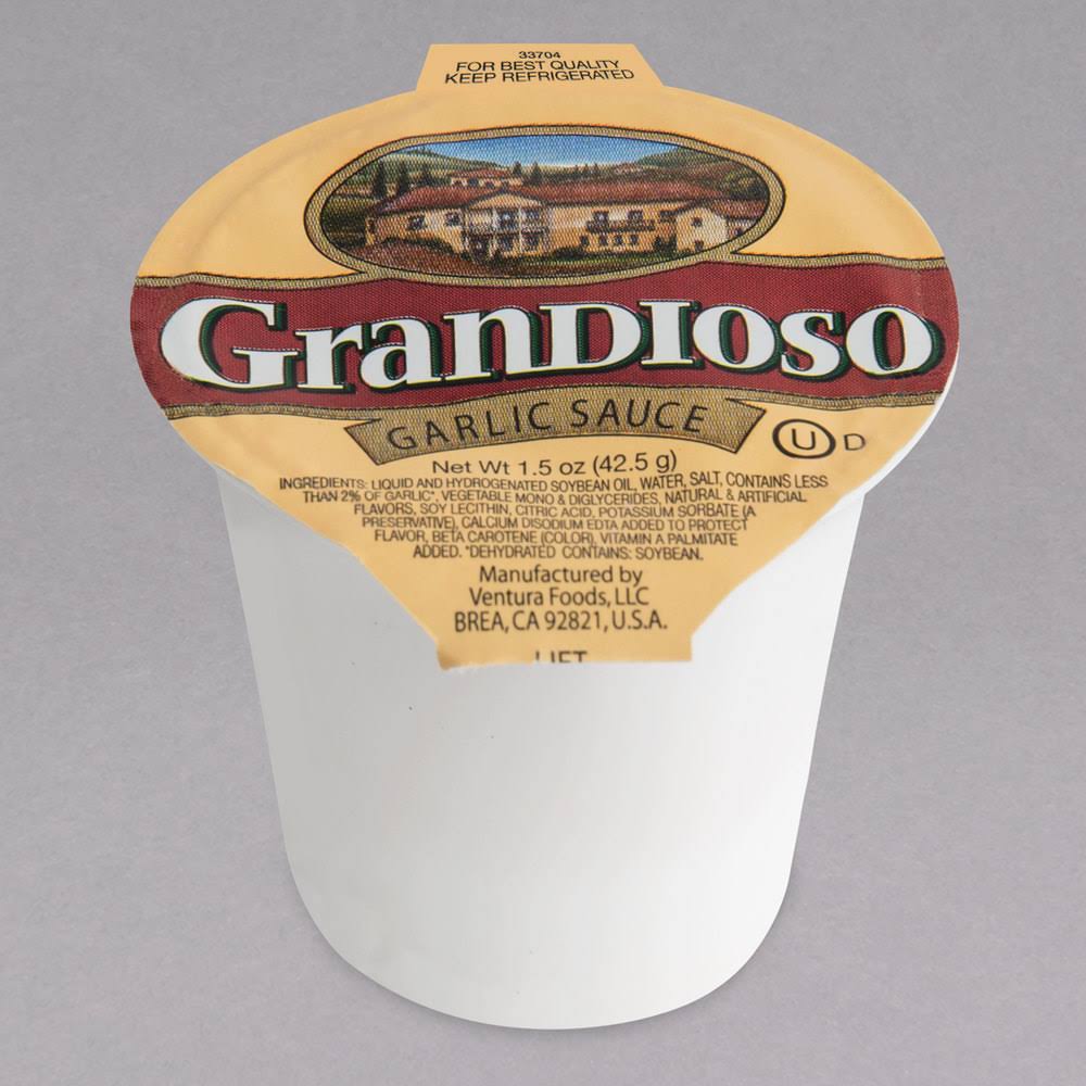 Garlic Liquid Sauce, 0.09 Pound Cup - 96 per Case W809