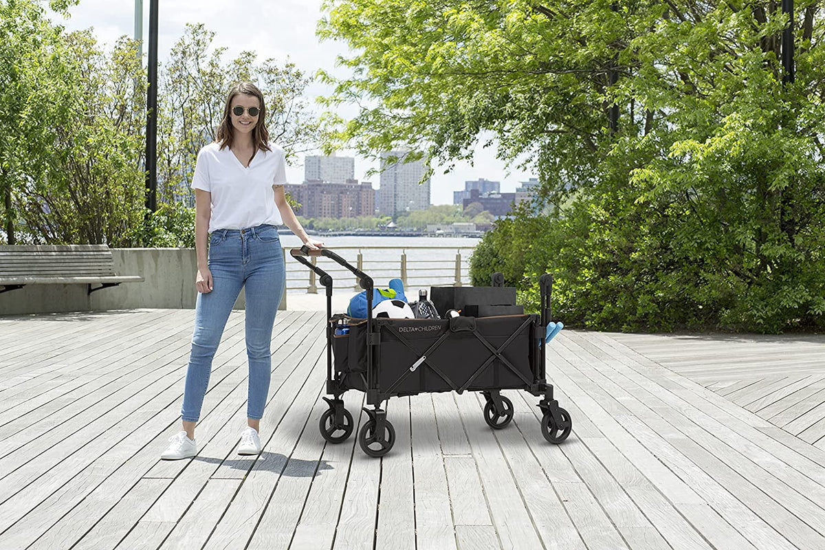 Black 2 Kids Stroller Wagon with Canopy G79072