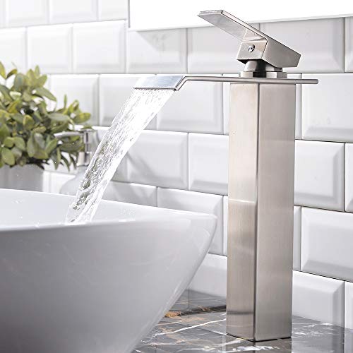 Black Single Handle Stainless Steel Waterfall Vessel Sink Faucet U269