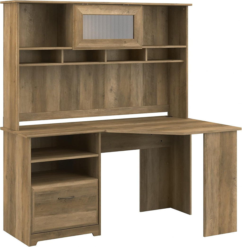 White Corner Desk with Hutch S670509