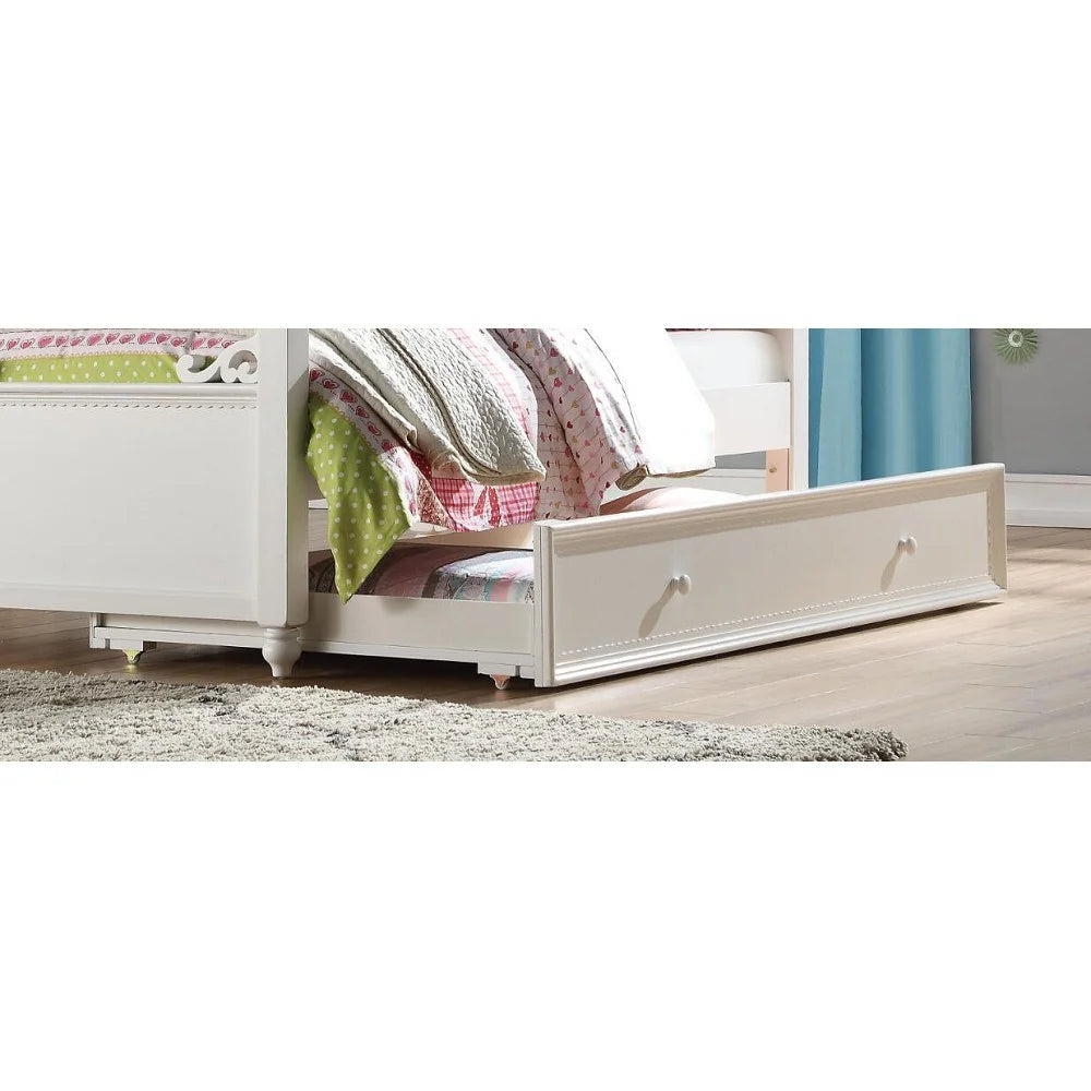 Twin Size White Wood Frame Trundle T115