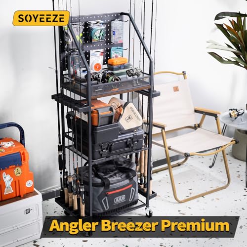 Fishing Rod Holders with Pegboard and Wheels X4335