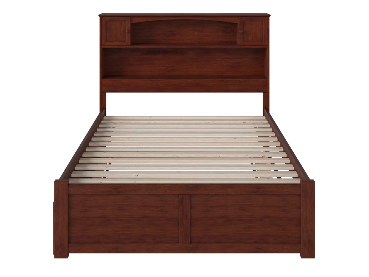 Full Solid Wood Platform Bed with Footboard & Trundle in Walnut D377248