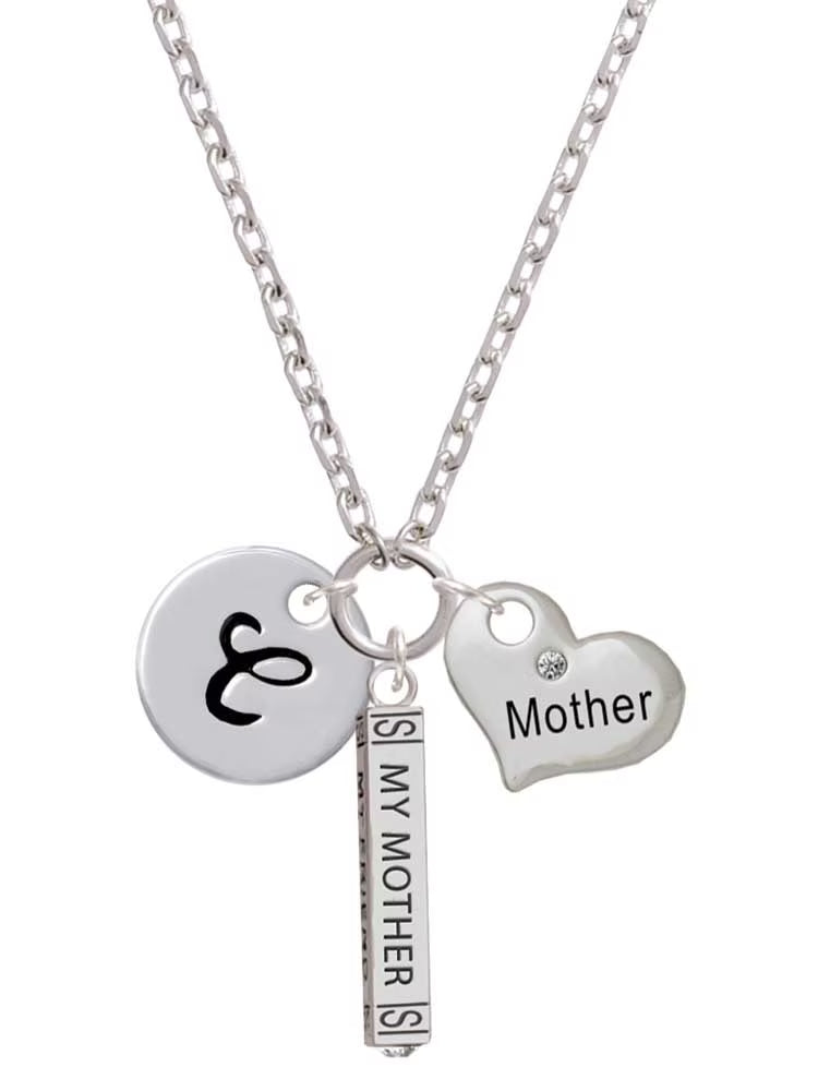 Silvertone Script Letter C Disc Zoe Necklace P6400