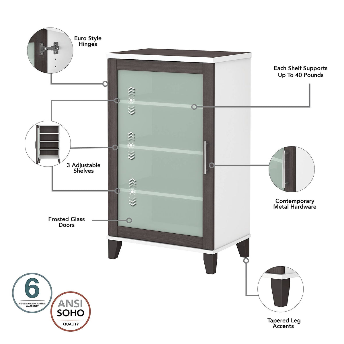 Ash Gray Media Storage Cabinet D68225