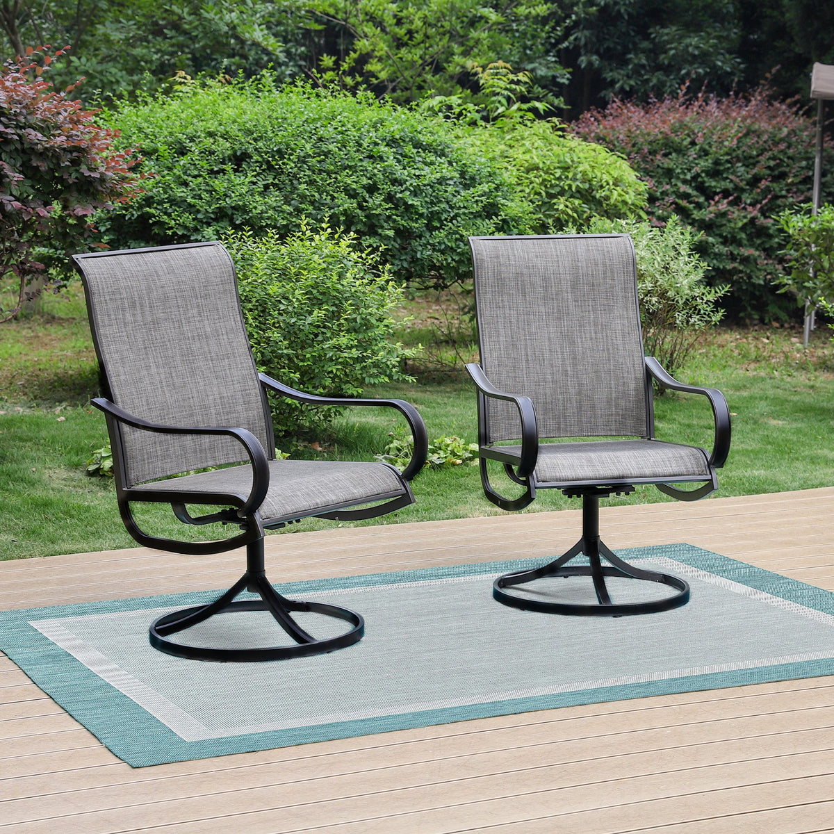 Swivel Dining Chairs Set of 2 with Black Steel Frame A974807