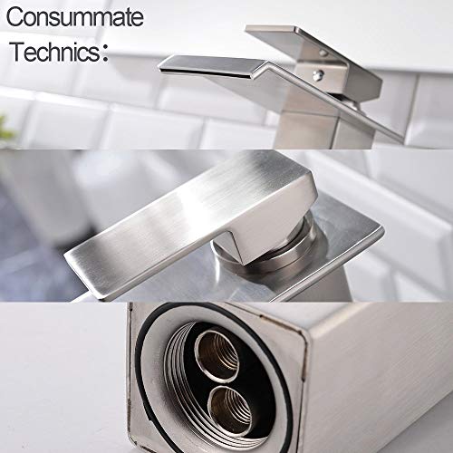 Black Single Handle Stainless Steel Waterfall Vessel Sink Faucet U269