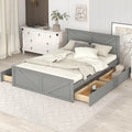 Wood Queen Bed Frame with 4 Storage Drawers V7890
