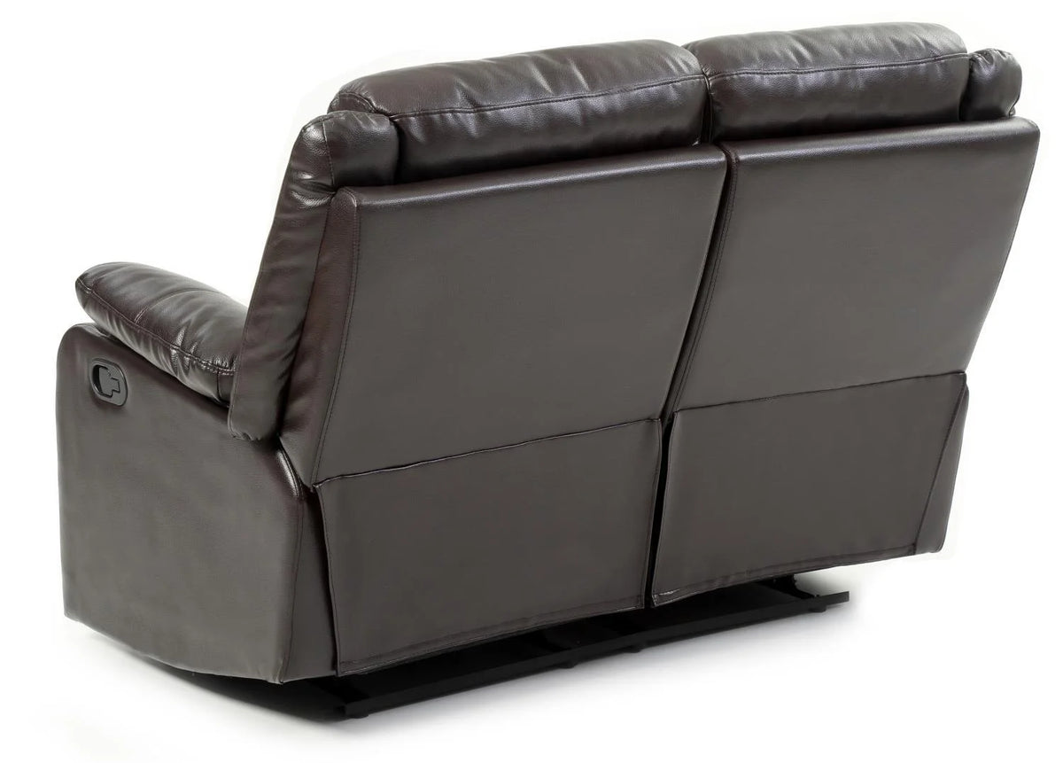 Dark Brown Faux Leather Double Reclining Loveseat W816