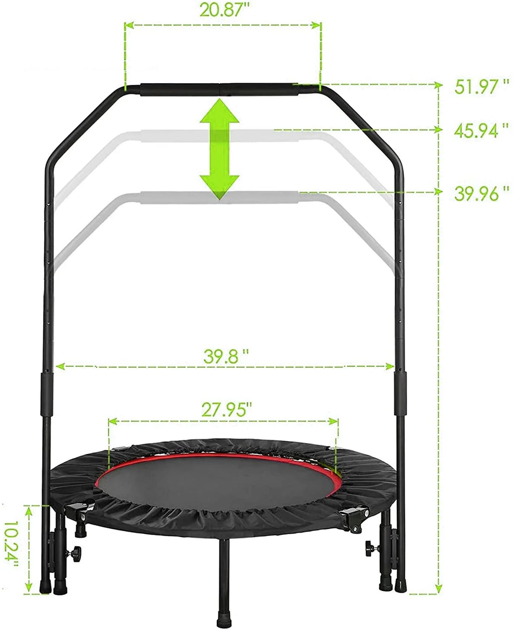 40 Foldable Mini Trampoline with Handrail J940213