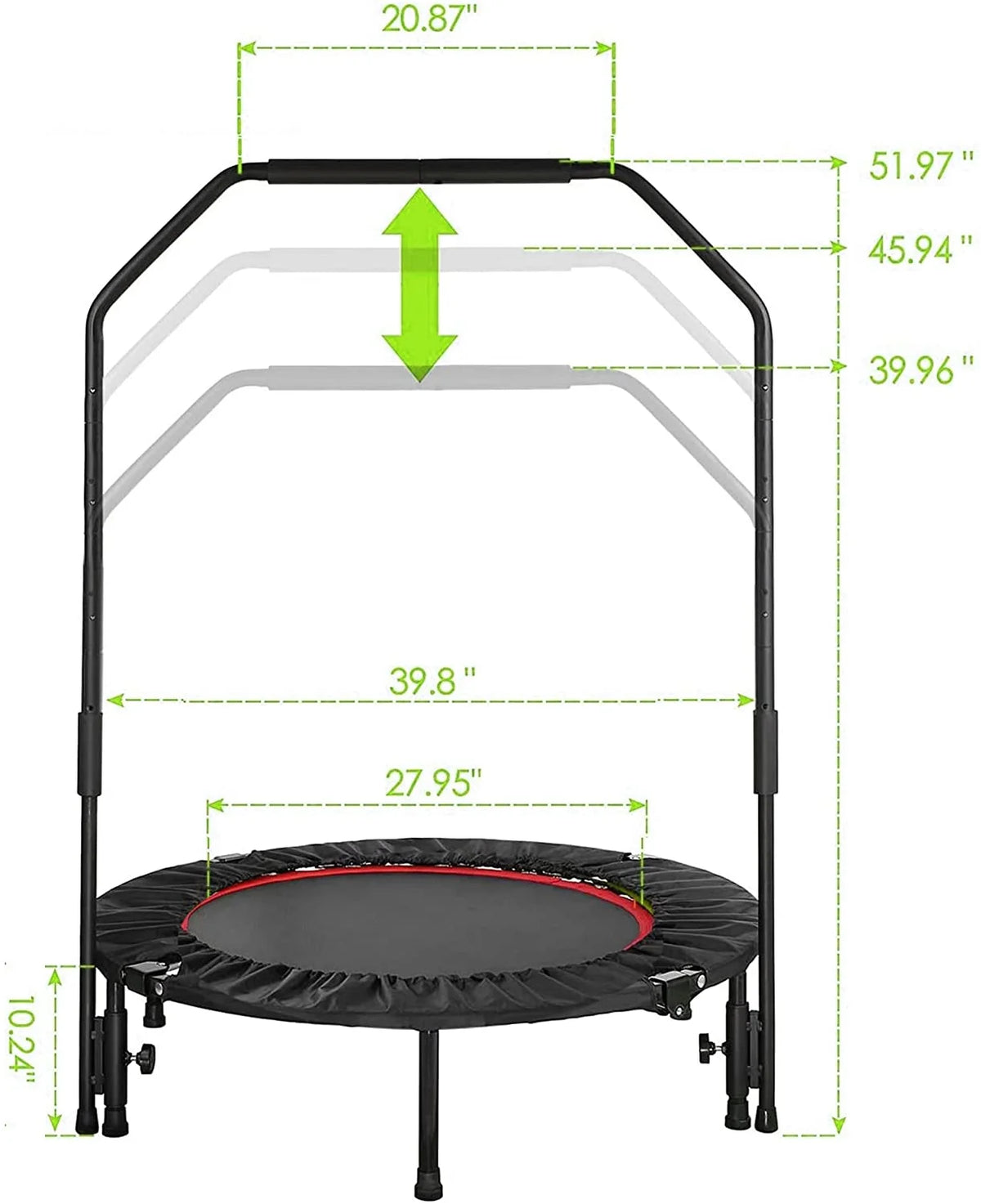 40 Foldable Mini Trampoline with Handrail J940213