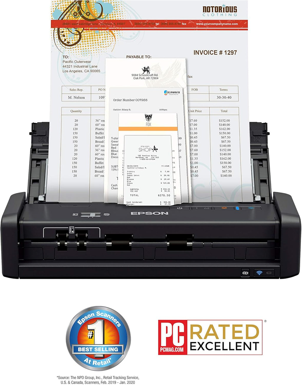 Wireless Color Portable Duplex Document Scanner with Auto Document Feeder N182392