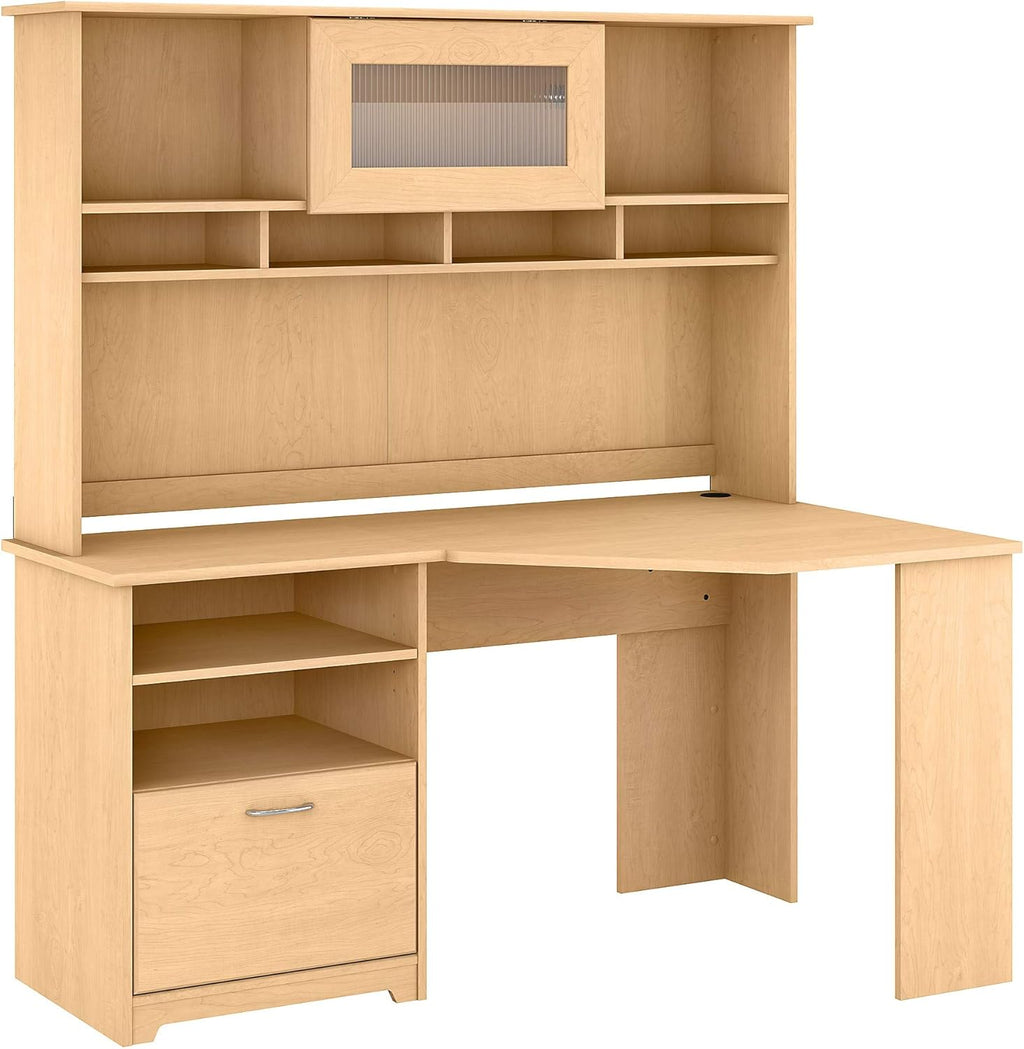 White Corner Desk with Hutch S670509