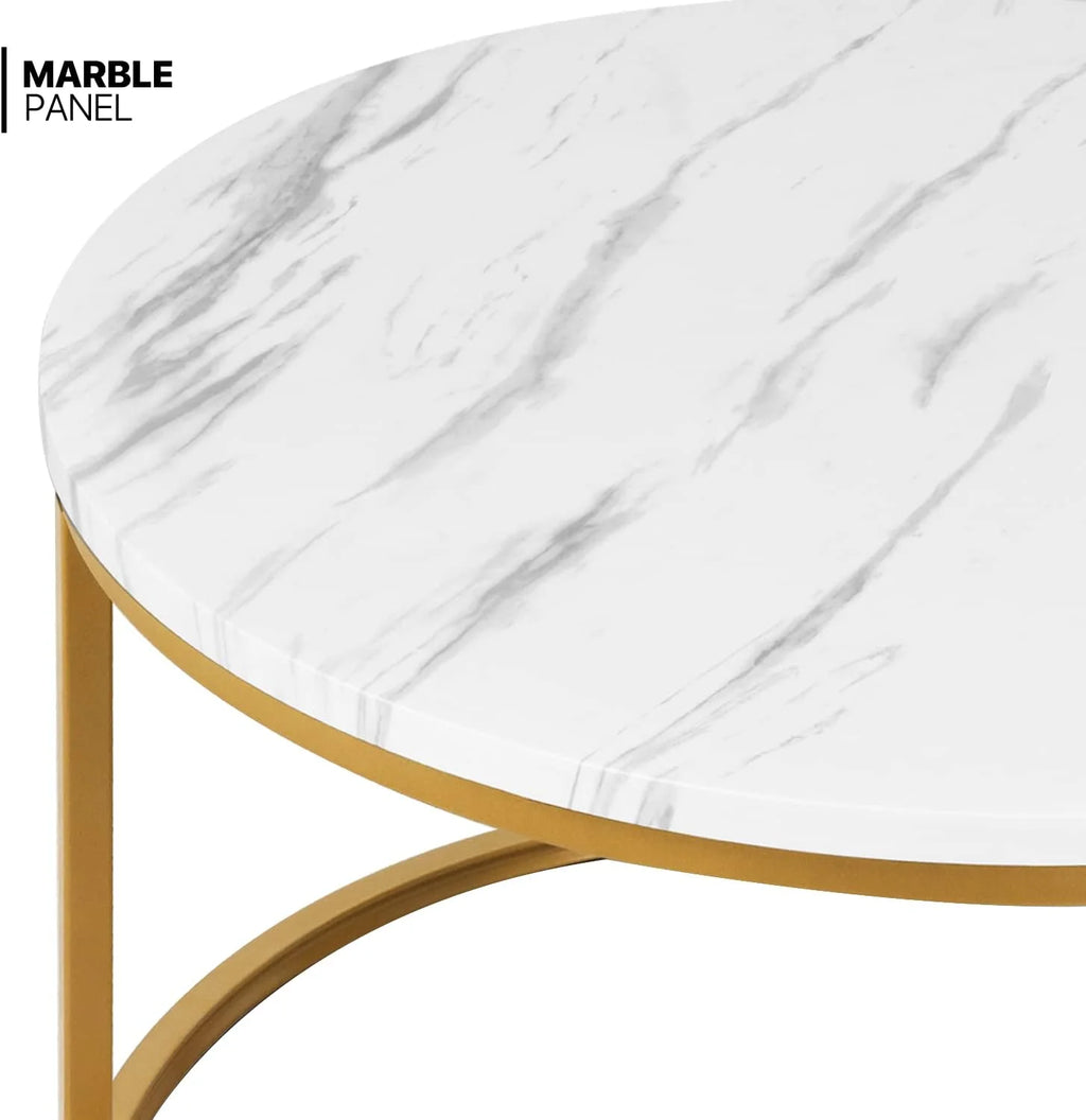 35" Marble Look Nesting Coffee Table Set of 2 M1091