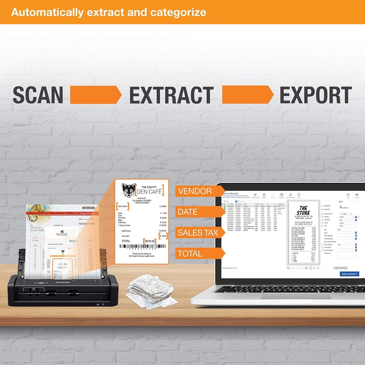 Wireless Color Portable Duplex Document Scanner with Auto Document Feeder N182392