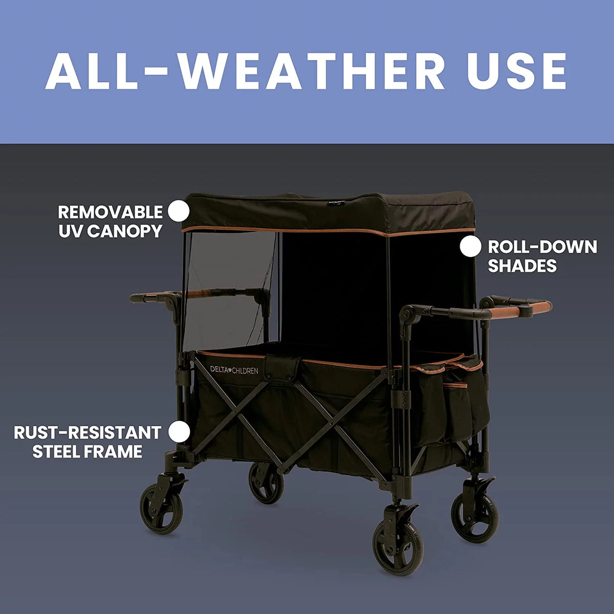 Black 2 Kids Stroller Wagon with Canopy G79072