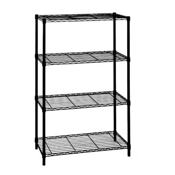4-Tier Black Steel Wire Shelving Unit C3227