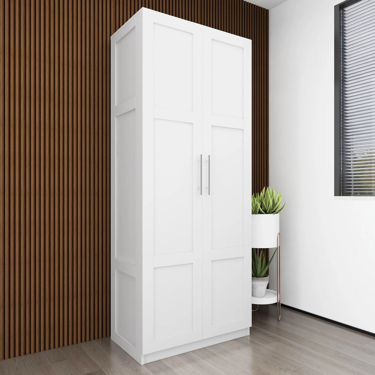 White 31 inches Wood Storage Cabinet with Doors P248